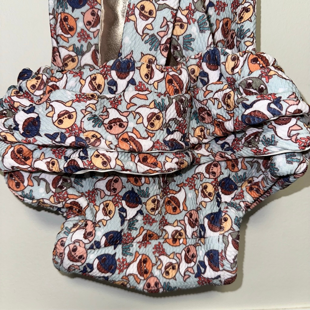 Baby Girl Baby Shark Fish Ruffle Bodysuit Romper 3 Months Measurements in Photos - Picture 6 of 13